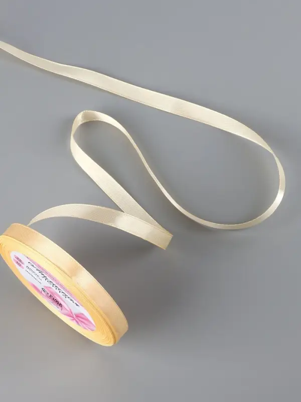 Лента атласная, 10 мм, 23±1 м, светло-жёлтая Лента атласная, 10 мм, 23±1 м, светло-жёлтая