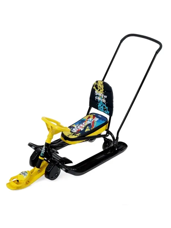 Снегокат &laquo;Тимка спорт 6&raquo; Winter sport, со спинкой, с родительской ручкой, жёлтый, чёрный, ТС6/WS Nika Kids
