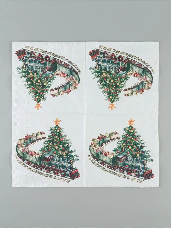 Салфетки новогодние бумажные &laquo;Сказочный экспресс&raquo;, 33&times;33, 3 слоя, 20 шт.