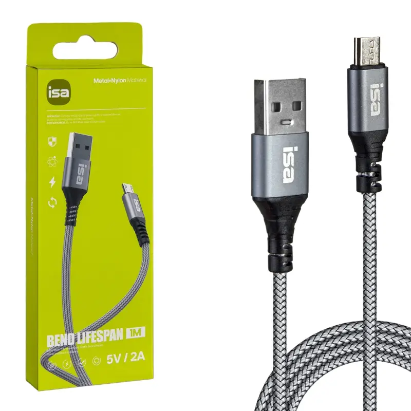 Кабель BX-4 USB на MicroUSB 1m 2A ISA серый