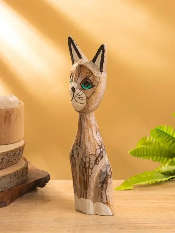 Сувенир интерьерный "Кошачья семья" (набор 3 шт: 30,25 и 20 см) дерево, цв. белый