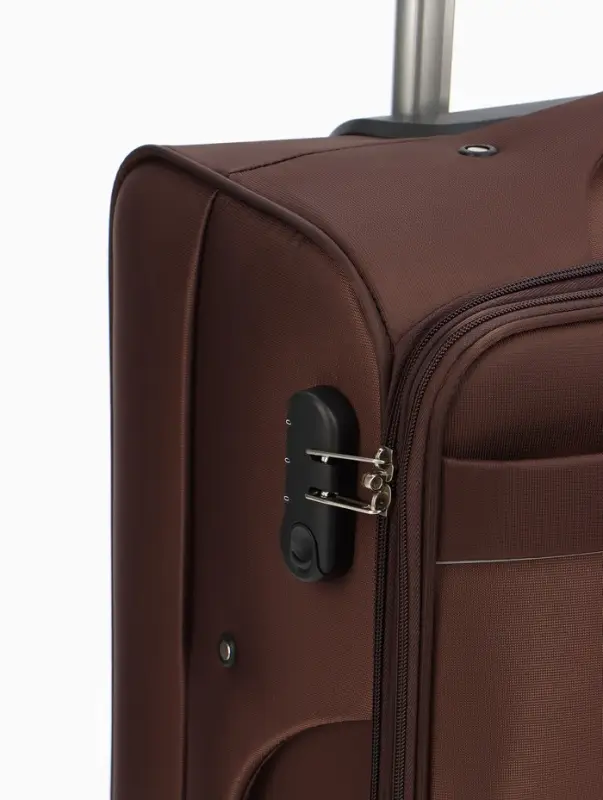 Чемодан на колёсах TEXTURA, с увеличением, кодовый замок, 42&times;26&times;68 см, 24", коричневый