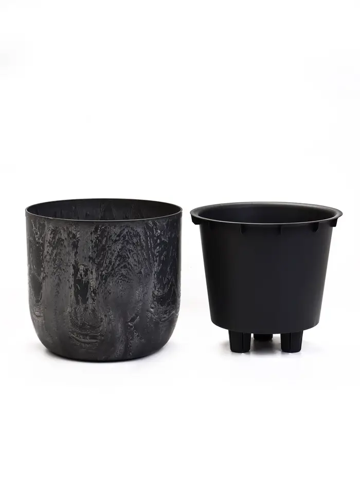 Кашпо со вставкой 1,9 л d18 см h16,5 см МИКРИТ серый слайн