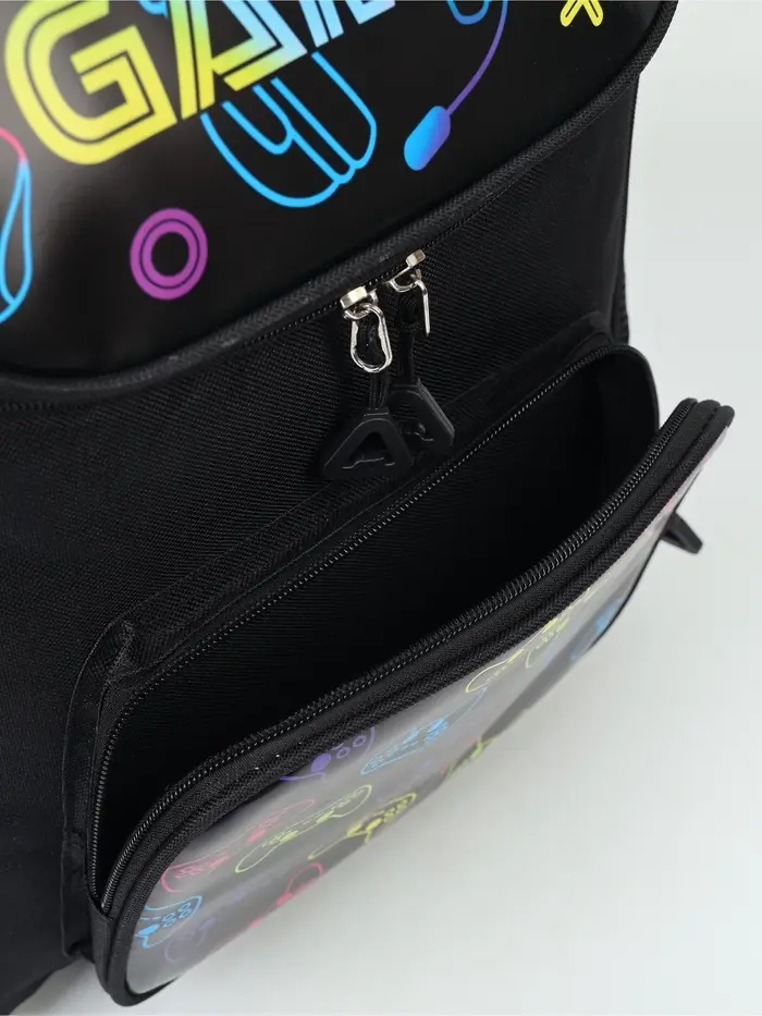 Ранец с эргономичной спинкой квадратный с доп. элементами "Gamer"