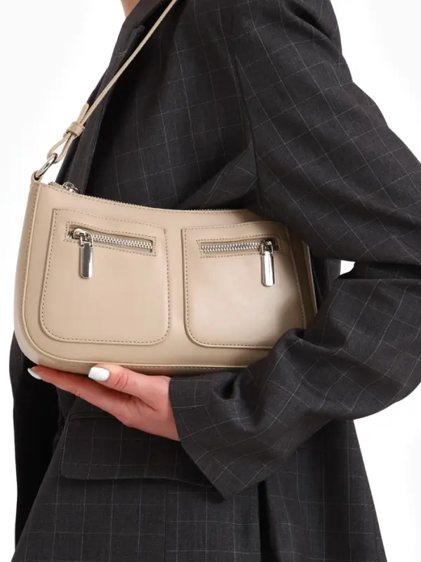 Сумка женская багет TEXTURA на молнии, 21&times;6&times;13 см, бежевая