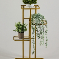 Подставка для цветов Greengo, 4 полки, 43 × 22 × 82 см, напольная, металл, цвет золотой