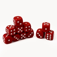 Кости игральные, 1.6 х 1.6 см, набор 50 шт, красные