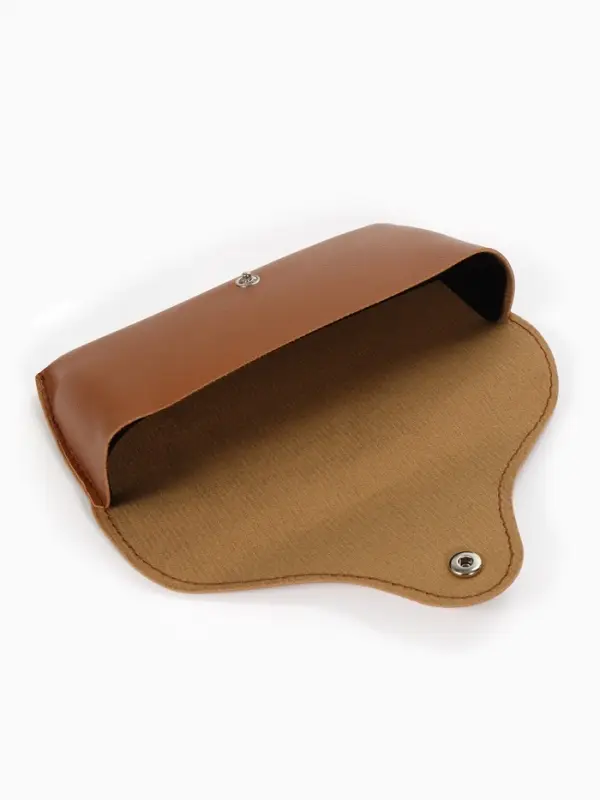 Футляр для очков на кнопке, 16&times;3.5&times;6.5 см, коричневый