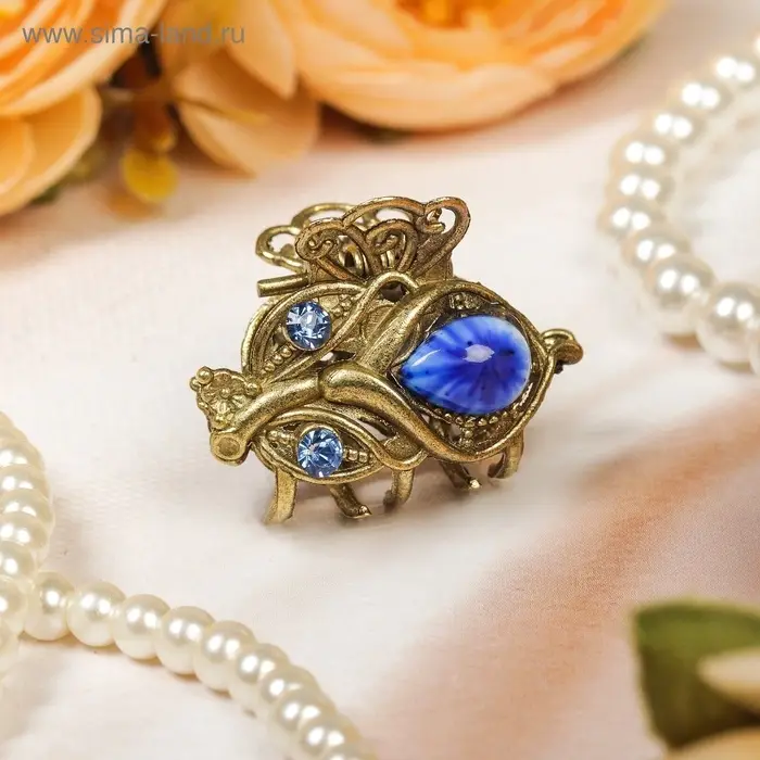 Крабик для волос &laquo;Индия&raquo;, тюльпан, 2.5 см, золотистый МИКС