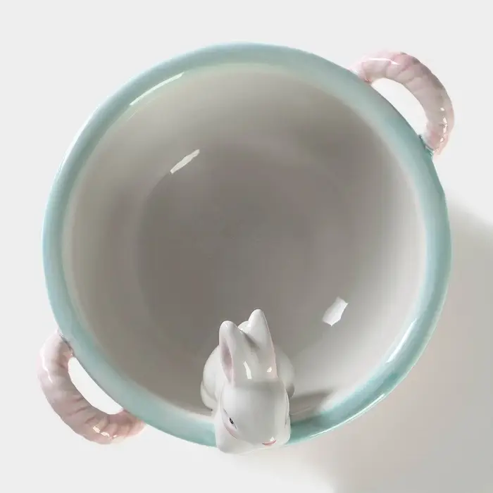 Конфетница &laquo;Зайка&raquo;, 800 мл, 19.5&times;16.5&times;12.5 см, доломит, розовая