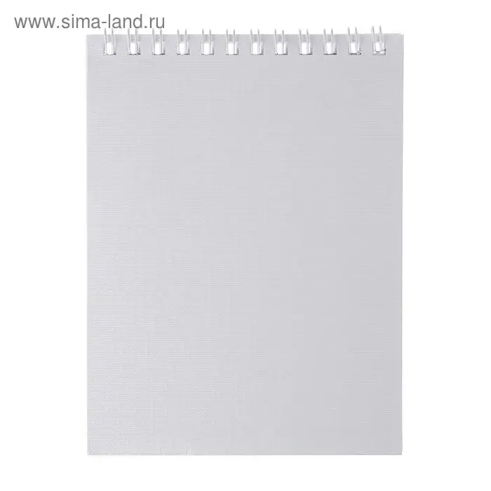 Блокнот А6, 40 листов, в клетку, на гребне, METALLIC "Белый", обложка бумвинил, блок офсет