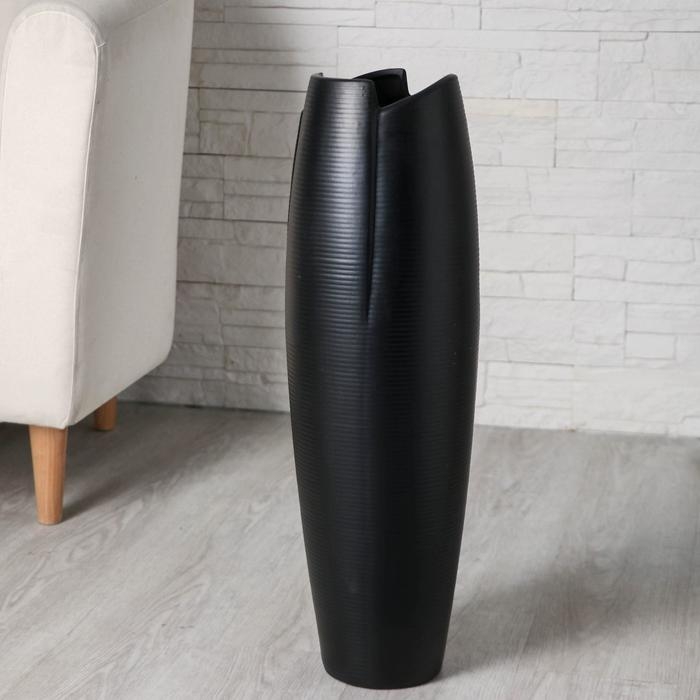 Ваза керамика напольная Ваза керамика напольная "Веер" 14х58 см, чёрный