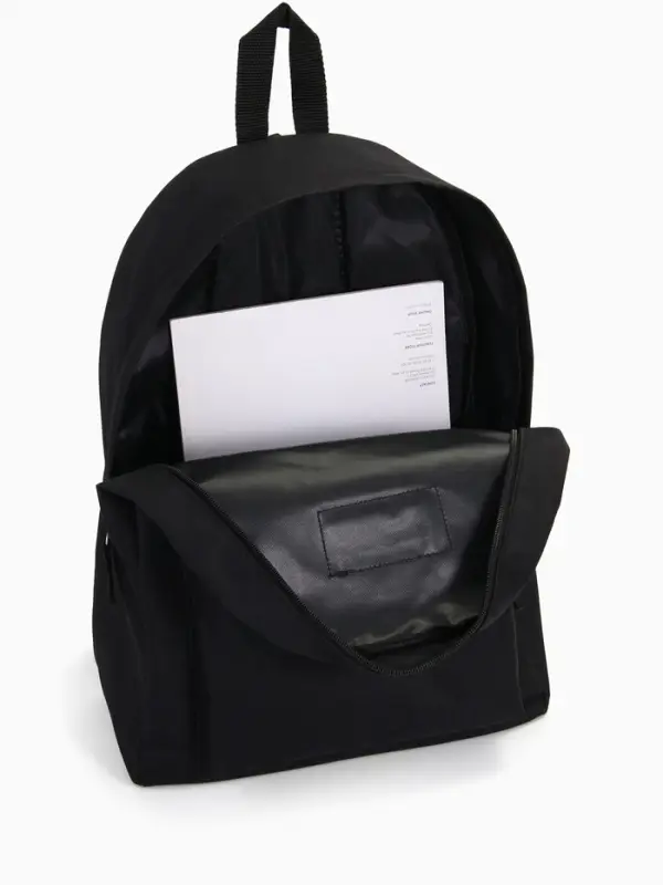 Рюкзак школьный на молнии, с карманом, однотонный, размер 30&times;14&times;41 см, чёрный