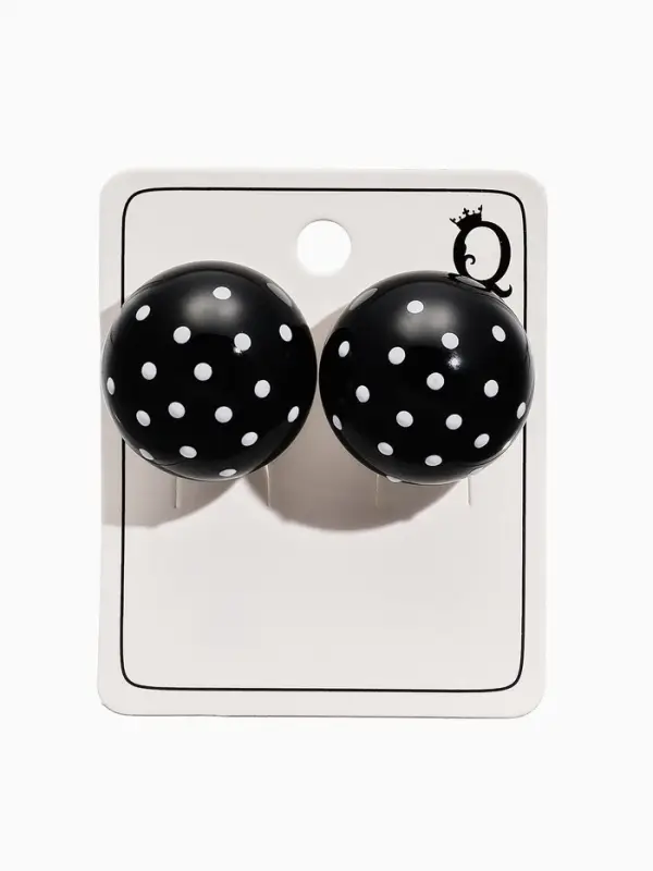 Серьги &laquo;Бусина. Шар в точку&raquo;, d=2 см, чёрные, белые