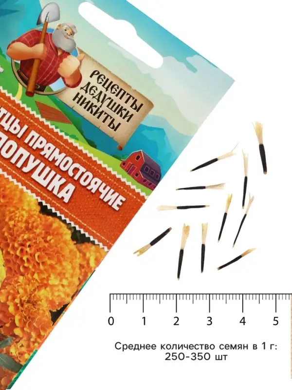 Семена цветов Бархатцы прямостоячие &laquo;Хлопушка&raquo;, 0.2 г, &laquo;Рецепты дедушки Никиты&raquo;