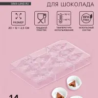 Форма для конфет и шоколада &laquo;Хеопс&raquo;, 14 ячеек, 20&times;12&times;2.5 см, пластик, прозрачная