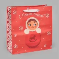Пакет подарочный &laquo;С Новым годом. Неваляшка&raquo;, 30&times;30&times;12 см
