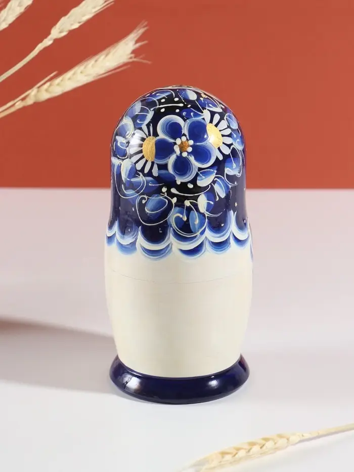 Матрёшка дерево &laquo;Марина&raquo;, гжель, 5-кукольная, 19 см