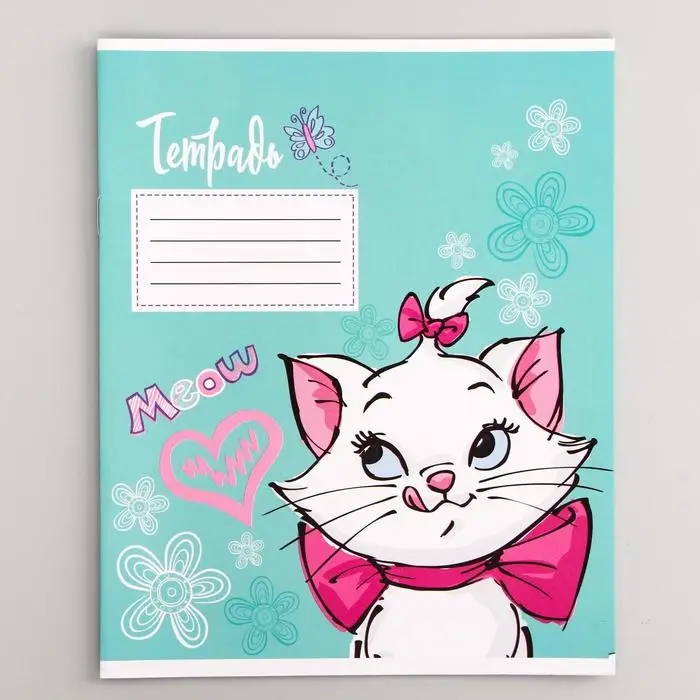 Тетрадь в клетку 12 листов, 5 видов МИКС, обложка мелованный картон, &laquo;Коты аристократы&raquo;