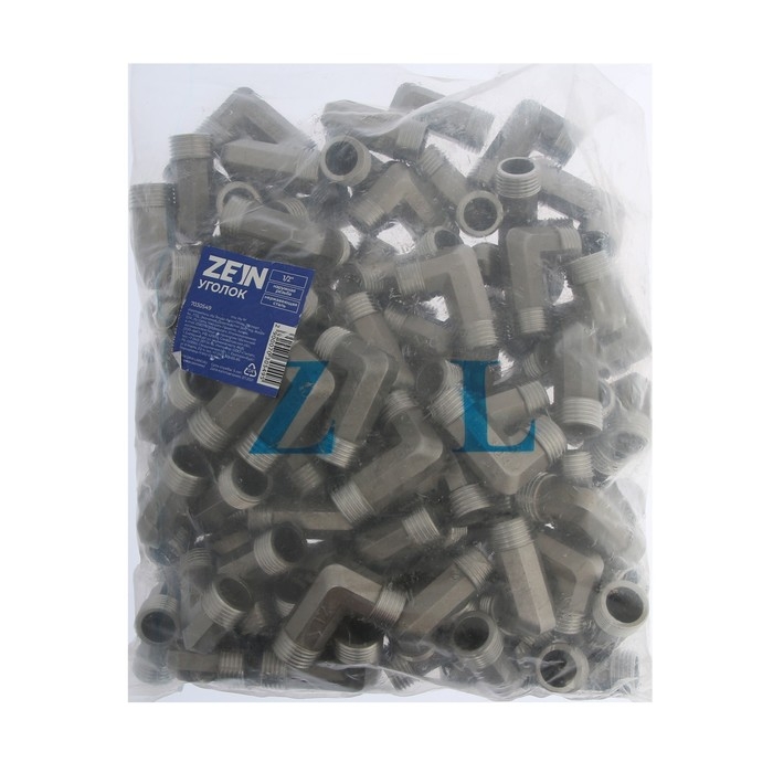 Уголок ZEIN engr, 1/2 Уголок ZEIN engr, 1/2", наружная резьба, нержавеющая сталь