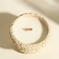 Свеча в вулканическом подсвечнике "Чаша" деревянный фитиль, белая 9,3х9,3х5,5 см