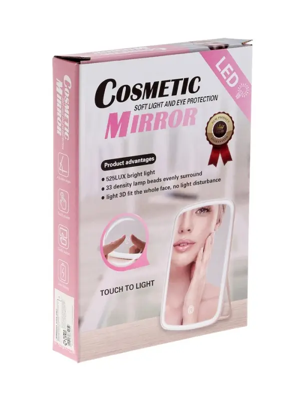 Зеркало KZ-12, подсветка, настольное, 42 диода, USB, 3 режима свечения Зеркало KZ-12, подсветка, настольное, 42 диода, USB, 3 режима свечения