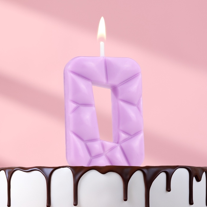 Свеча для торта Свеча для торта "Лёд", цифра "0", сиреневая