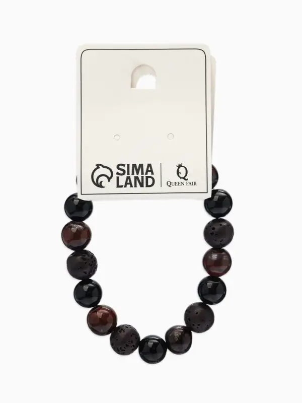 Браслет из бусин &laquo;Лава, Гематит, Тигровый глаз&raquo;, d=5.5 см, шар №10, чёрный