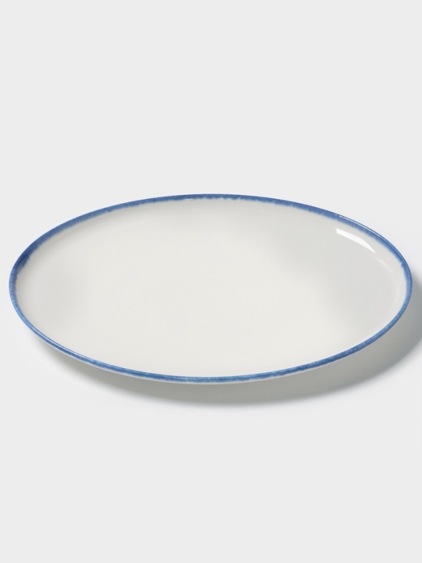 Блюдо овальное Blue Lagoon Magistro 31 см 30.5,х22.7×2.3, белое, синий