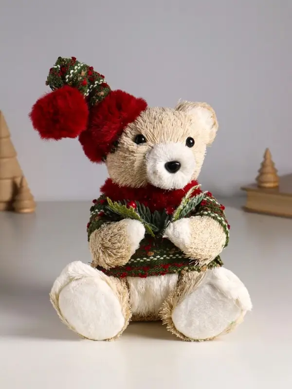 Декор  Декор "Медведь в свитере и колпаке, с еловой веткой" 16х15х27 см