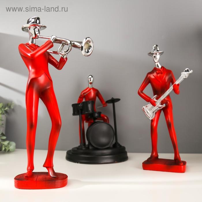 Сувенир полистоун  Сувенир полистоун "Музыкант с саксофоном" красный с серебром 29,5х10,5х13,5 см