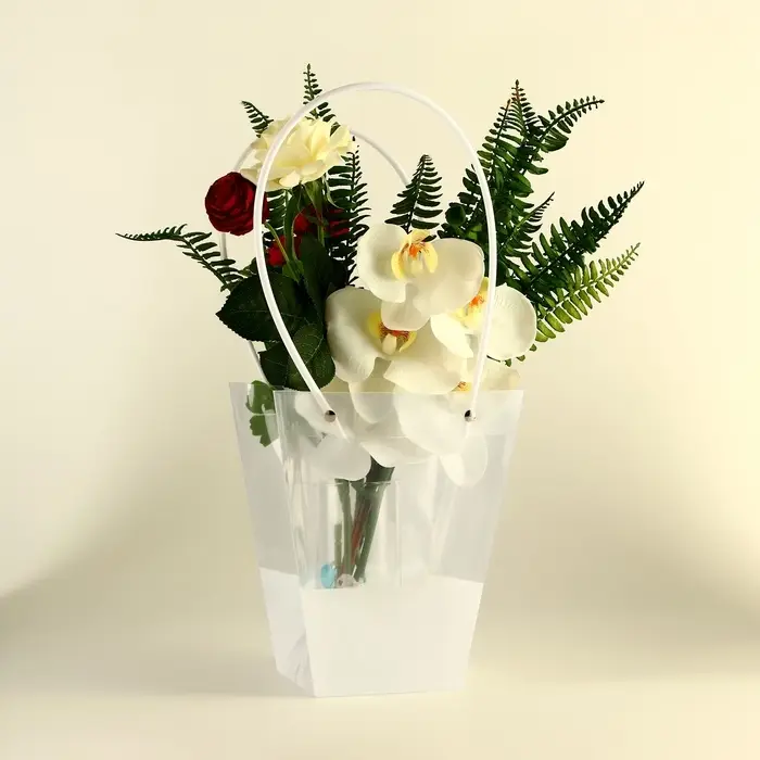 Сумка для цветов прозрачная, влагостойкая, белая, 20&times;17&times;10 см