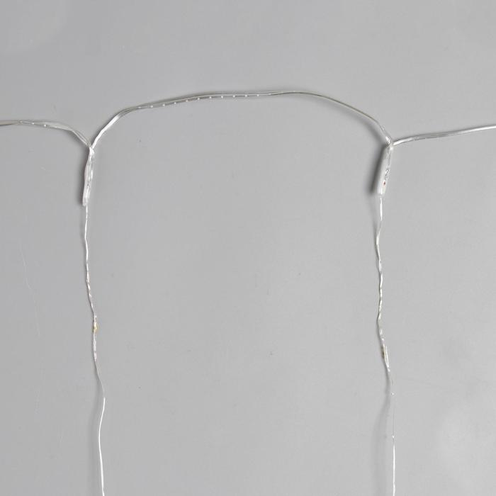 Гирлянда «Занавес» 2 × 2 м роса, IP20, серебристая нить, 300 LED, свечение тёплое белое, 12 В