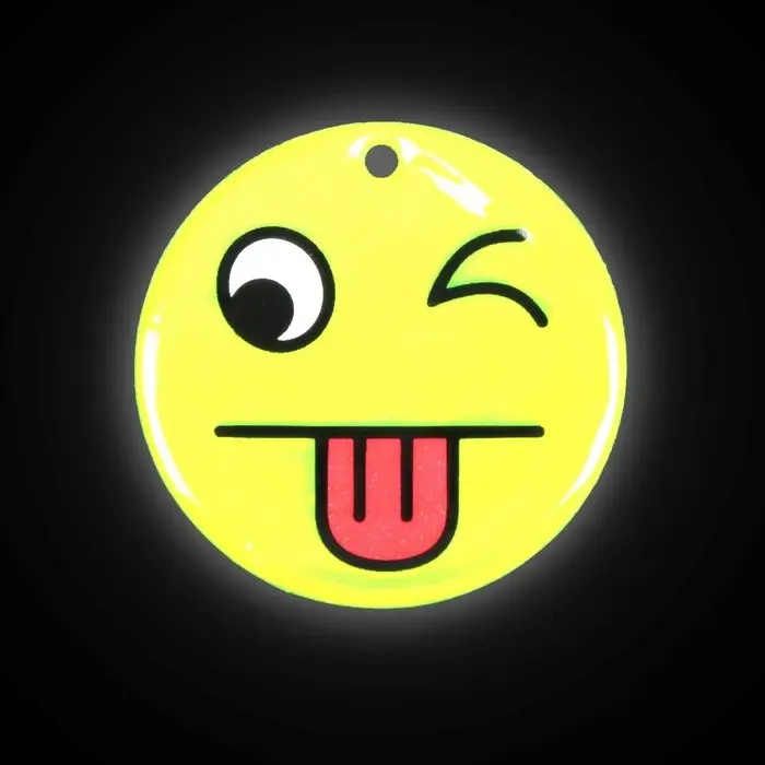 Светоотражающий элемент «Смайлик-язык», двусторонний, d=5 см, жёлтый Светоотражающий элемент «Смайлик-язык», двусторонний, d=5 см, жёлтый