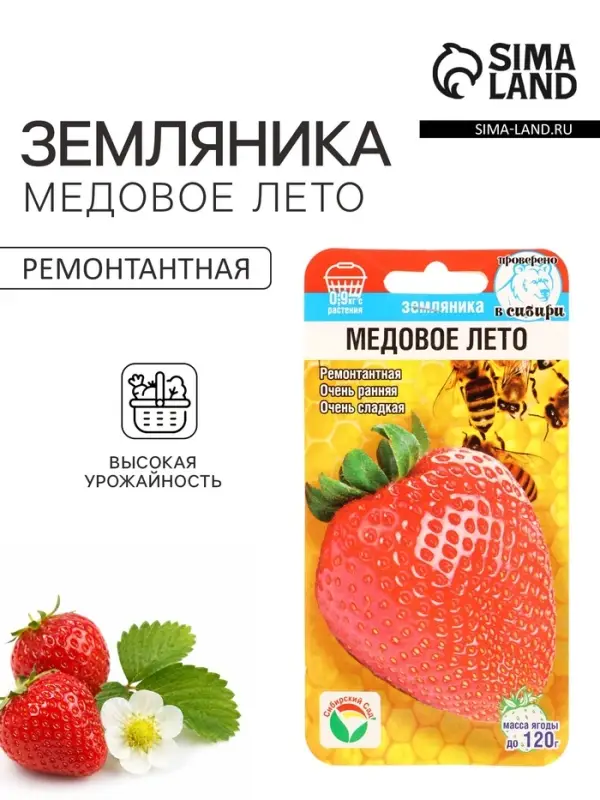 Семена Земляника ремонтантная &laquo;Медовое лето&raquo;, 5 шт., ранняя, &laquo;Сибирский сад&raquo;