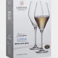 Бокалы для вина CRYSTAL BOHEMIA LOXIA, 510 мл, размер одного бокала 9&times;27 см, набор 2 шт., стекло, прозрачные