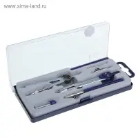 Готовальня Calligrata, 7 предметов (2 циркуля: 120 мм, 95 мм, 2 рейсфедера, 2 удлинителя, грифель, центрик), в пластиковом пенале