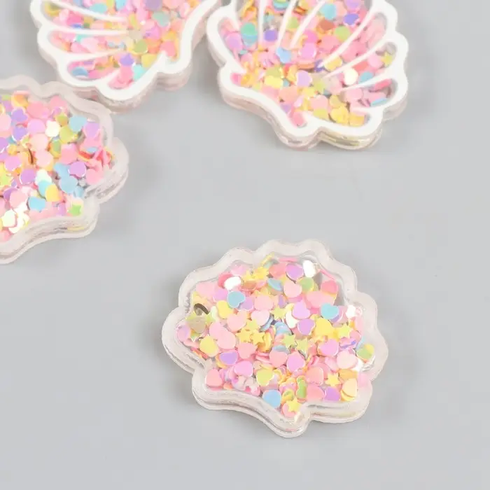 Шейкер для творчества акрил "Ракушка" с глиттером 0,5х3,5х3,1 см