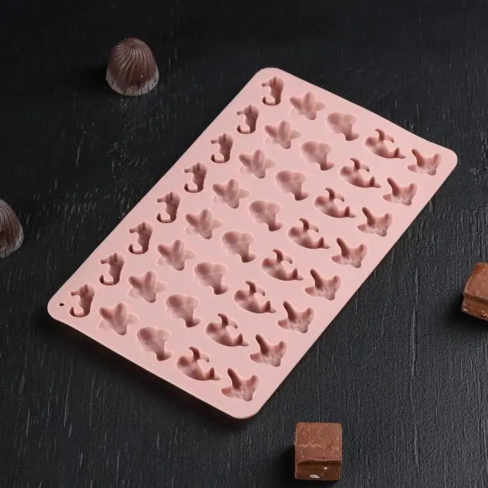 Форма для мармелада Доляна «Морские секреты», силикон, 21,5×13×1 см, 40 ячеек, цвет МИКС Форма для мармелада Доляна «Морские секреты», силикон, 21,5×13×1 см, 40 ячеек, цвет МИКС