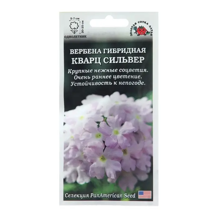 Семена цветов Вербена  Семена цветов Вербена "Кварц Сильвер",  5 шт