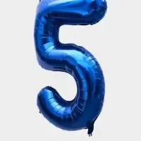 Воздушный шар фольгированный 40" &laquo;Цифра 5&raquo;, темно-синий