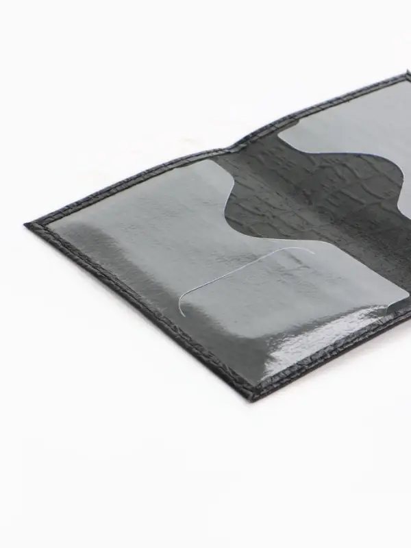 Обложка для паспорта, тиснение, натуральная кожа, чёрная