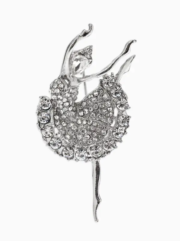 Брошь &laquo;Балерина&raquo;, белая в серебре