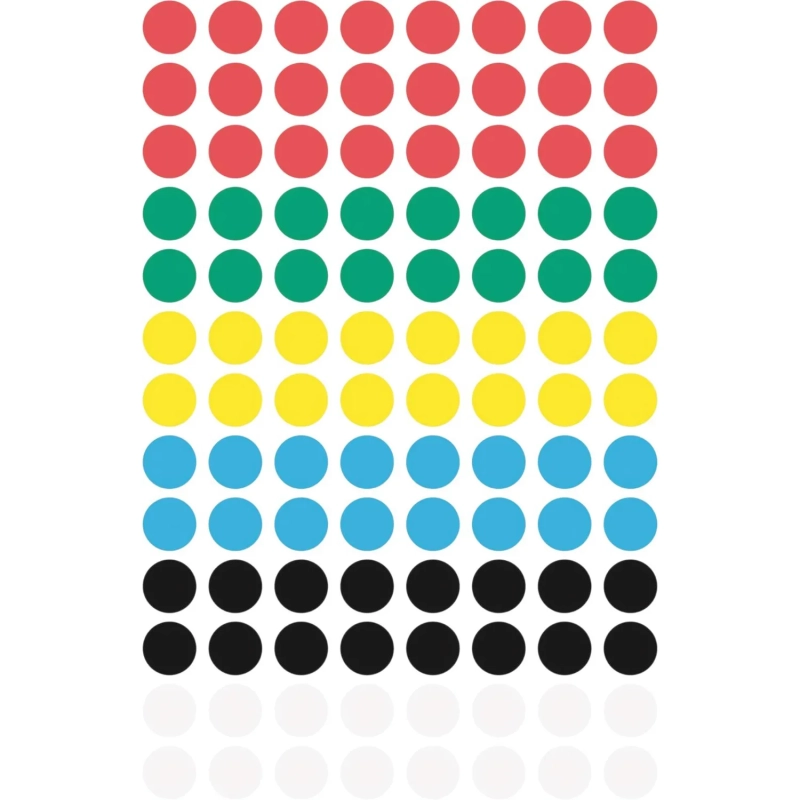 Этикетки самоклеящиеся  точки, 3090,&nbsp; d=8mm,разноцветные, 416шт/уп
