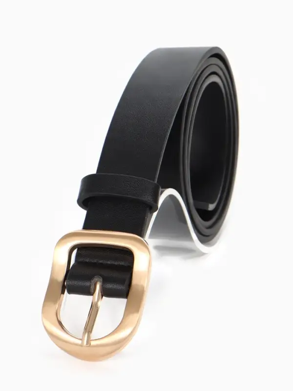 Ремень женский, 2.7&times;105 см, 1 прокол, золотистая пряжка, чёрный