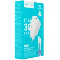 Сетевое зарядное устройство с кабелем Type-C на Type-C PD30W N70 HOCO белое