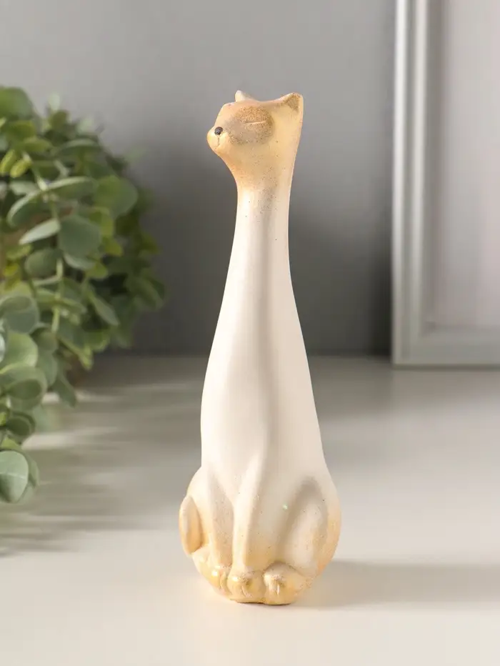 Статуэтка "Киска" 15х5 см, белый с росписью