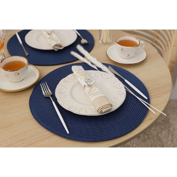 Салфетки сервировочные на стол Доляна «Лофт», 4 шт, d=38 см, цвет синий