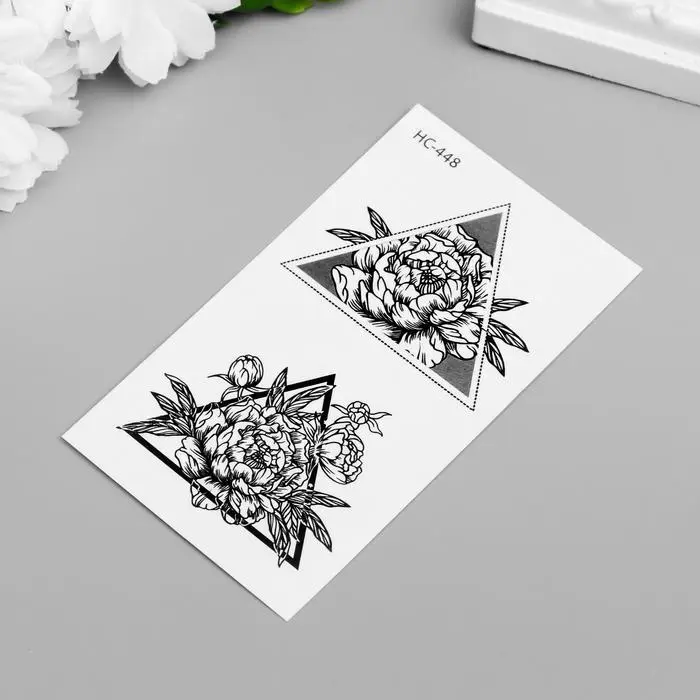 Татуировка на тело чёрная Татуировка на тело чёрная "Цветы в треугольниках" 10,5х6 см