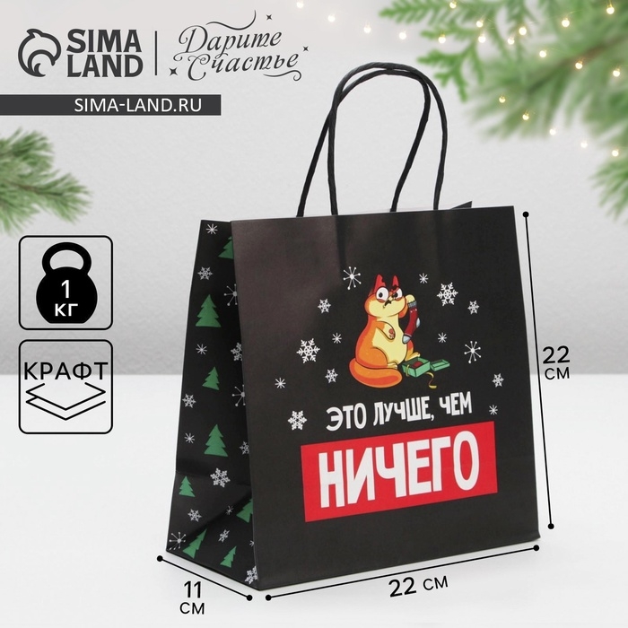 Пакет подарочный новогодний «Это лучше, чем ничего», 22 х 22 х 11 см Пакет подарочный новогодний «Это лучше, чем ничего», 22 х 22 х 11 см